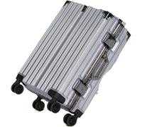 Large Capacity Vintage Aluminum Frame Travel Trolley Suitcase with Universal Wheels for Men and Women(A,22inch)