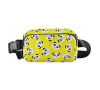 Large Capacity Waist Pack Crossbody Bag with Adjustable Strap Cute Sling Chest Bag Black White Smiling Panda Pattern Women Men Teenagers for Travel Shopping Running, Black White Smiling Panda Pattern,