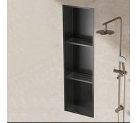 Large Capacity Waterproof Bathroom Shelf - Stainless Steel Alcove Shower for Storage in Kitchen Living Room Bedroom - Stylish Black Storage Rack