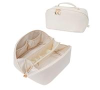 Large Capacity Waterproof PU Leather Cosmetic Bag for Women - Ideal Travel Toiletry Bag with Divider & Handle for Makeup Organization