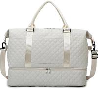 Large Capacity Waterproof Travel Duffle Bag for Women Lightweight Carryall Tote with Reinforced Handles Perfect Short Trips Business Weekend Getaways(White)