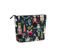 Large Capacity Women_s Nutcracker Ballet Xmas Dance Print Fake Hemp Makeup Bag,Toiletry Bag,Travel Bag Pouch with Zipper.