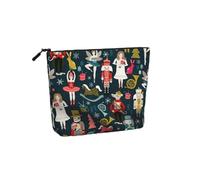 Large Capacity Women's Nutcracker Ballet Xmas Dance Print Fake Hemp Makeup Bag,Toiletry Bag,Travel Bag Pouch with Zipper.