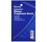 Large Carbonless Memo Triplicate Book Feint 300 Sheets (Pack Of 5) Silvine White One Size
