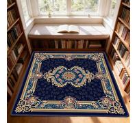 Large Carpet 200 x 200cm for Bedroom Square Rug Non Slip Washable For Playroom Room, Home Decorative Traditional Eastern flowers are multicolored, with blue being a common color.
