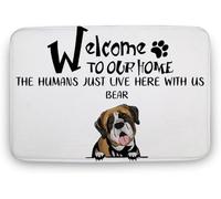 Large Carpet Faux Fur Rugs for Bedroom Welcome to Dog's Home Custom Name Kitchen Carpets and Rugs Non-Slip Washable Coral Velvet for Bedroom Laundry Living Room Sink_20 x 32 Inches
