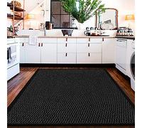 Large Carpet Mat Waterproof Non Slip Strong PVC Backing Floor Mat - Black, 120 x 150 cm - High Traffic Area Rug Dirt Trapper Muddy Paws Rug