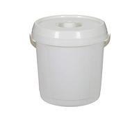 Large Carry Handle 14L Plastic Nappy/Bin Baby Pet Animal Food Bird Seed Soil Tub Cleaning Bucket Storage Container with Lock Lid (Cream)