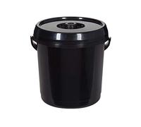 Large Carry Handle 14L Plastic Nappy/Bin Baby Pet Animal Food Bird Seed Soil Tub Cleaning Bucket Storage Container with Lock Lid (Black)