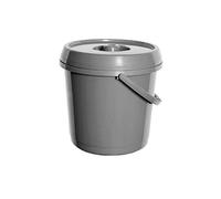 Large Carry Handle 14L Plastic Nappy/Bin Baby Pet Animal Food Bird Seed Soil Tub Cleaning Bucket Storage Container with Lock Lid (Grey)
