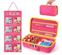 Large Carrying Case Compatible with Little Tikes Story Dream Machine Books Starter Set and Accessories, With Storage Organizer Bag Suitable for Books and Audio Play Character (Blue+Pink)