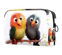 Large Cartoon Birds Couple Makeup Bag Zipper Pouch Travel Cosmetic Organizer for Women