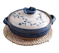 Large Casserole Clay Pot, Ceramic Casserole Dish Earthen Pot With Lid For Cooking, Stockpot For Stew Soup Steam Bake And Serve, Oven Safe-Heat Resistant(2.2L)