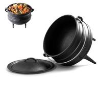 Large Cast Iron Cauldron, African Potjie Pot with Lid, 3 Legs for Even Heat Distribution, Camping Stew Pot, Boiling Pot, Frying Pan Or Roasting Pan(1.2L)