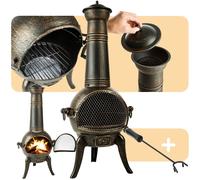 Tectake Cast Iron Chiminea for Cooking and Heating, none