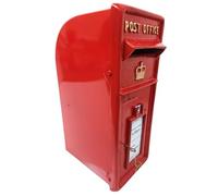 Large Cast Iron Crown Traditional Mail Post Box In Red With Gold Detail