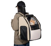 Large Cat Backpack Carrier with Sturdy Anti-Collapse Structure, Foldable Premium Pet Travel Backpack for Fat Cats & Small Dogs, Breathable Space Capsule Bag for Vet, Hiking & Outdoor