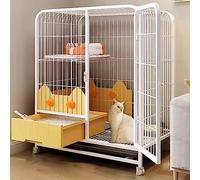 Large Cat Cage, Cat Cage Indoor Cat Enclosures, Small Animal Cages, With cat litter box and cat litter box, with rollers at the bottom, it can be moved freely, for 1-2 Cats, Ferret, Chinchil (Bla