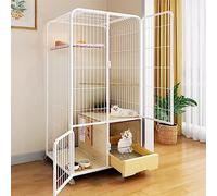 Large Cat Cage, Cat Cage Indoor Cat Enclosures, Small Animal Cages, With cat litter box and cat litter box, with rollers at the bottom, it can be moved freely, for 1-2 Cats, Ferret, Chinchil (Bla