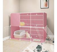Large Cat Cage, Cat Fence Detachable Metal Wire Indoor DIY Kennel Crate Large Workout Great for 1-2 Cats (Size : 107x37x72cm) FANDIAO