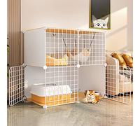 Large Cat Cage, Cat Houses for Indoor Cats, DIY assembled cat cage, Floor Mat, Cable Ties, Indoor cat house that can place a toilet,with accessories (Color : C, Size : 75 * 39 * 73CM-White)