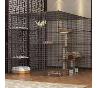 Large Cat Cage, Cat Kennels for Indoor Cats, Metal cat cage, removable, foldable, for 1-2 Cats, Ferret, Small Animals, Kitty, Squirrel, Easy to Assemble Cattery ( Size : 147*187*145cm/58*74*57in )