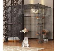Large Cat Cage, Cat Kennels for Indoor Cats, Metal cat cage, removable, foldable, for 1-2 Cats, Ferret, Small Animals, Kitty, Squirrel, Easy to Assemble Cattery ( Size : 147*147*145cm/58*58*57in )