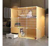 Large Cat Cage - Cat Playpen Indoor Cat Cage Detachable Metal Wire Indoor DIY Kennels Crate Cat Cage with Cat Litter Box Detachable Metal Wire Kennels - Large Exercise Place Ideal for 1-4 Ca (111x9