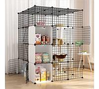 Large Cat Cage - Detachable Metal Wire Kennel Playpen for Indoor Use, Ideal for 1-4 Cats, Spacious Exercise Space