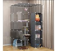 Large Cat Cage, DIY Cat Crate Playpen Detachable Metal Animal Enclosures Oversized Free Space Cat Cabinet Cat House Small Pet Large Exercise Place Ideal (Color : A, Size : 111 * 111 * 183cm)
