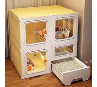 Large Cat Cage, DIY Cat Playpen, Pet Cage, With pull-out cat litter box, suitable for indoor and balcony, Easy to Assemble Cattery, Large Exercise Place Ideal for 1-3 Cat