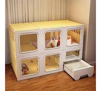 Large Cat Cage, DIY Cat Playpen, Pet Cage, With pull-out cat litter box, suitable for indoor and balcony, Easy to Assemble Cattery, Large Exercise Place Ideal for 1-3 Cat