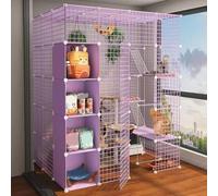 Large Cat Cage, DIY Small Animal Cages Cat Crate Playpen Indoor Detachable Metal Wire Kennels Enclosures Large Exercise Place Foldable Yard Fence Kennels For 1-4 Cats Or Rabbit, Ects (Color : C, Siz