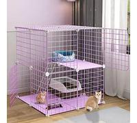 Large Cat Cage, DIY Small Animal Cages Cat Crate Playpen Indoor Detachable Metal Wire Kennels Enclosures Large Exercise Place Foldable Yard Fence Kennels For 1-4 Cats Or Rabbit, Ects (Color : C, Siz