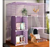 Large Cat Cage, DIY Small Animal Cages Cat Crate Playpen Indoor Detachable Metal Wire Kennels Enclosures Large Exercise Place Foldable Yard Fence Kennels For 1-4 Cats Or Rabbit, Ects (Color : B, Siz