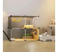 Large Cat Cage Enclosure with Litter Box & Ladders - Metal Wire Playpen for Small Animals, DIY Detachable Cat Kennels, Spacious Cat Playpen for Indoor & Outdoor