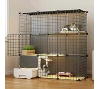 Large Cat Cage Enclosures, Pet Cat Playpen, Detachable Metal Wire Large Kitten Enclosure with Litter Box, Easy to Clean and Assemble, for Cats, Chinchilla, Rabbit,One Color-42.9x18.5x42.9