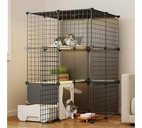 Large Cat Cage Enclosures, Pet Cat Playpen, Detachable Metal Wire Large Kitten Enclosure with Litter Box, Easy to Clean and Assemble, for Cats, Chinchilla, Rabbit,One Color-28.7x36.6x42.9