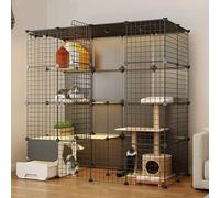 Large Cat Cage Enclosures, Pet Cat Playpen, Detachable Metal Wire Large Kitten Enclosure with Litter Box, Easy to Clean and Assemble, for Cats, Chinchilla, Rabbit,One Color-B-57x36.6x57.1
