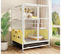 Large Cat Cage - Folding Multi-Layer Cat House with Wide Door for Multiple Cats, Anti-Escape Design, Free Combination, 78 x 55 x 137 cm