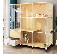 Large Cat Cage Indoor Diy Cat Playpen,Cat Cages Indoor Large with Litter Box and Casters To Increase The Height By 4cm for Pet