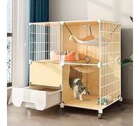 Large Cat Cage Indoor Diy Cat Playpen,Cat Cages Indoor Large with Litter Box and Casters To Increase The Height By 4cm for Pet