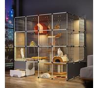 Large Cat Cage Indoor, DIY Cat Playpen Cat Enclosure with Cat Litter Box Semi-Enclosed Cat Fence Detachable Small Animal Cage, for Kitten Guinea Pig Bunny and Chinchilla (Size : 110x110x145c (14