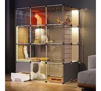 Large Cat Cage Indoor, DIY Cat Playpen Cat Enclosure with Cat Litter Box Semi-Enclosed Cat Fence Detachable Small Animal Cage, for Kitten Guinea Pig Bunny and Chinchilla (Size : 11