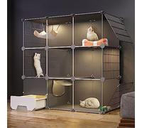 Large Cat Cage Indoor, DIY Cat Playpen Cat Enclosure with Cat Litter Box Semi-Enclosed Cat Fence Detachable Small Animal Cage, for Kitten Guinea Pig Bunny and Chinchilla (110x49x109cm)