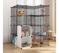 Large Cat Cage Indoor - Diy Cat Playpen Detachable Cat Outdoor Enclosure Small Animals Cages Cat Fence - Large Exercise Place Ideal For 1-3 Cats,111x111x146cm-A