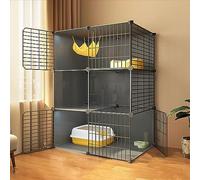 Large Cat Cage Indoor Enclosure - Detachable Metal Wire Playpen for Kittens, Spacious Pet House with Wheels, Ideal for Exercise & Play (Size: 75x49x114cm)