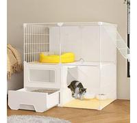 Large Cat Cage Indoor, Indoor Pet Home Small Animal House, With enclosed cat litter box, cat ladder, large capacity, layered design, easy to clean, for 1-4 Cats