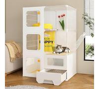Large Cat Cage Indoor, Indoor Pet Home Small Animal House, With enclosed cat litter box, cat ladder, large capacity, layered design, easy to clean, for 1-4 Cats,71 * 46 * 106cm/28 * 18 * 42
