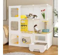 Large Cat Cage Indoor, Indoor Pet Home Small Animal House, With enclosed cat litter box, cat ladder, large capacity, layered design, easy to clean, for 1-4 Cats,106 * 46 * 106cm/48 * 18 * 48